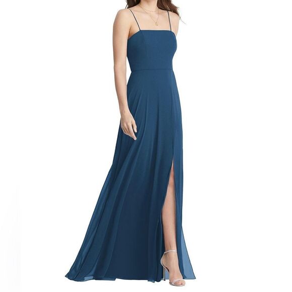 NWOT Lovely Elliott Square Neck Chiffon Maxi Dress with Front Slit  Women 18 - Picture 1 of 13